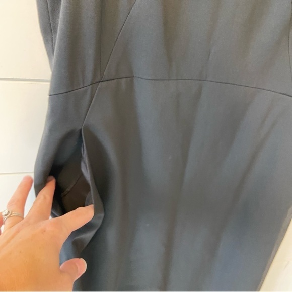 Lafayette 148 | Black Square Neck Short Sleeve Knee Length Virgin Wool Dress 2 - Picture 7 of 10